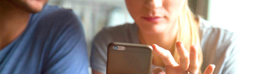woman researching on phone