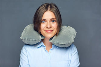 woman with travel pillow