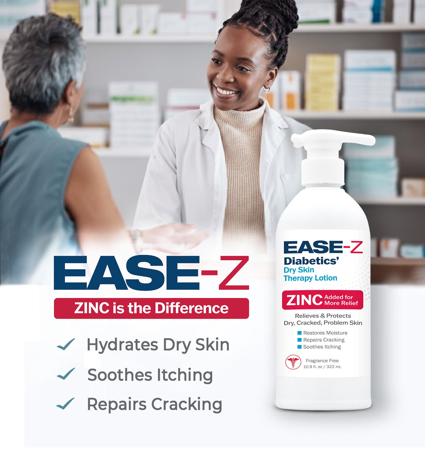 EASE-Z  Diabetics’ Dry Skin  Therapy Lotion - 10.9 oz